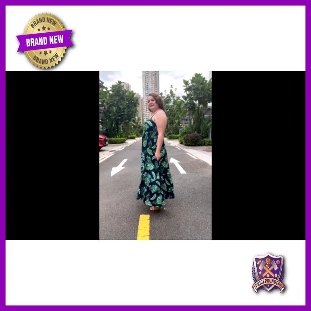 Plus Size Maxi Sundress with Ruched Bust Spaghetti Straps Pockets - Picture 7 of 7